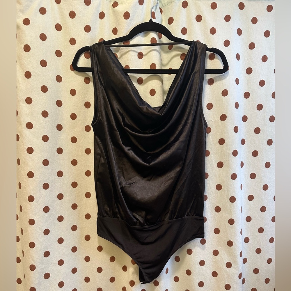Express Cowl neck Sleeveless, Black Thong Bodysuit, Size Small, New With Tags